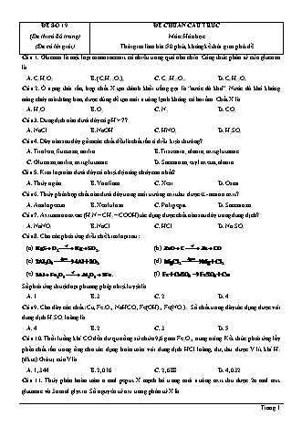 Đề thi thử Tốt nghiệp THPT môn Hóa học theo mức độ - Đề số 19 - Năm học 2020-2021 (Có đáp án)