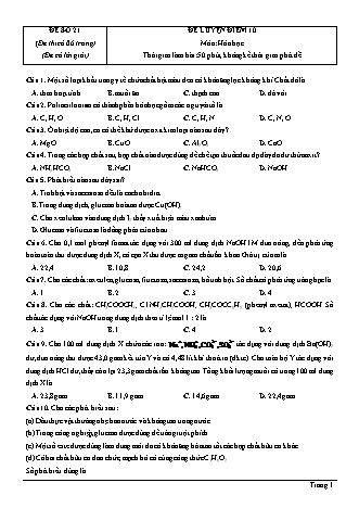 Đề thi thử Tốt nghiệp THPT môn Hóa học theo mức độ - Đề số 21 - Năm học 2020-2021 (Có đáp án)
