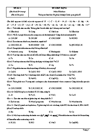 Đề thi thử Tốt nghiệp THPT môn Hóa học theo mức độ - Đề số 4 - Năm học 2020-2021 (Có đáp án)