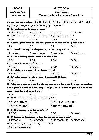 Đề thi thử Tốt nghiệp THPT môn Hóa học theo mức độ - Đề số 5 - Năm học 2020-2021 (Có đáp án)
