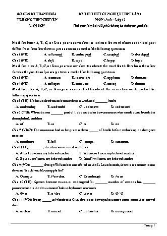 Đề thi thử Tốt nghiệp THPT môn Tiếng Anh - Lần 1 - Năm học 2020-2021 - Trường THPT chuyên Lam Sơn (Có đáp án)