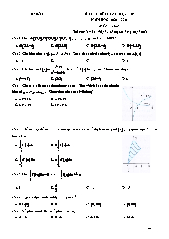 Đề thi thử Tốt nghiệp THPT môn Toán - Đề số 3 - Năm học 2020-2021 (Có đáp án)