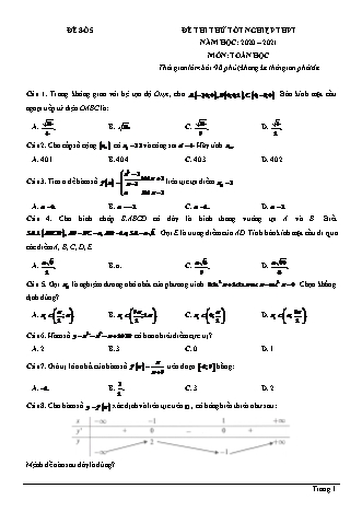 Đề thi thử Tốt nghiệp THPT môn Toán - Đề số 5 - Năm học 2020-2021 (Có lời giải chi tiết)