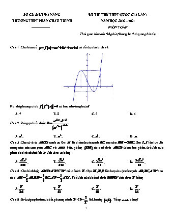 Đề thi thử Tốt nghiệp THPT môn Toán - Lần 1 - Năm học 2020-2021 - Trường THPT Phan Châu Trinh (Có đáp án)