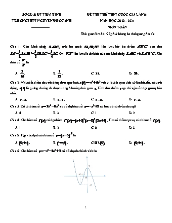 Đề thi thử Tốt nghiệp THPT môn Toán - Lần 1 - Năm học 2020-2021 - Trường THPT Nguyễn Đức Cảnh (Có đáp án)