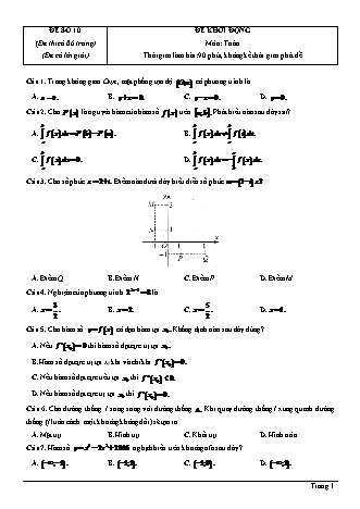Đề thi thử Tốt nghiệp THPT môn Toán theo mức độ - Đề số 10 - Năm học 2020-2021 (Có đáp án)