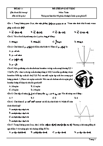 Đề thi thử Tốt nghiệp THPT môn Toán theo mức độ - Đề số 11 - Năm học 2020-2021 (Có đáp án)