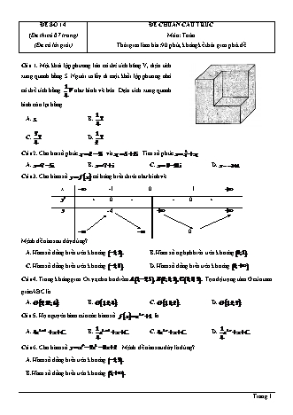 Đề thi thử Tốt nghiệp THPT môn Toán theo mức độ - Đề số 14 - Năm học 2020-2021 (Có đáp án)