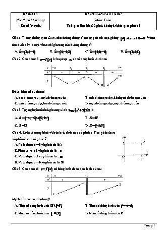 Đề thi thử Tốt nghiệp THPT môn Toán theo mức độ - Đề số 15 - Năm học 2020-2021 (Có đáp án)