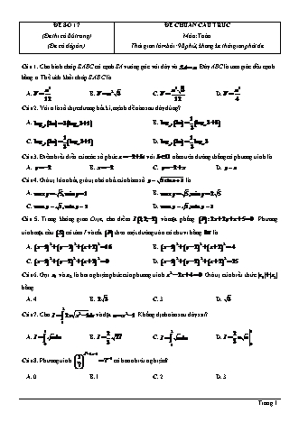 Đề thi thử Tốt nghiệp THPT môn Toán theo mức độ - Đề số 17 - Năm học 2020-2021 (Có đáp án)