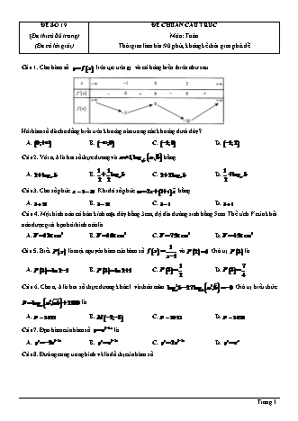 Đề thi thử Tốt nghiệp THPT môn Toán theo mức độ - Đề số 19 - Năm học 2020-2021 (Có đáp án)