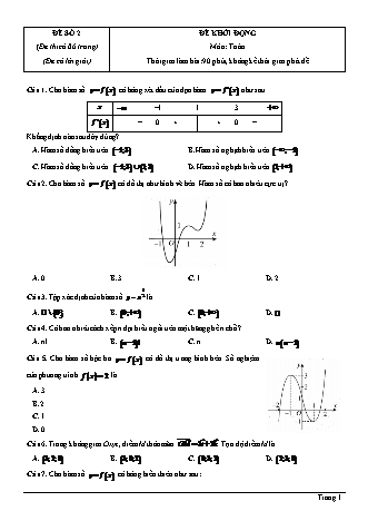 Đề thi thử Tốt nghiệp THPT môn Toán theo mức độ - Đề số 2 - Năm học 2020-2021 (Có đáp án)