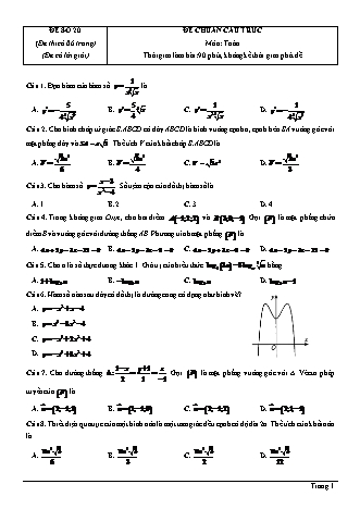 Đề thi thử Tốt nghiệp THPT môn Toán theo mức độ - Đề số 20 - Năm học 2020-2021 (Có đáp án)
