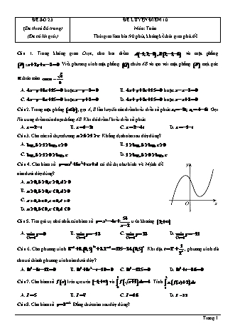 Đề thi thử Tốt nghiệp THPT môn Toán theo mức độ - Đề số 23 - Năm học 2020-2021 (Có đáp án)