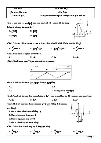 Đề thi thử Tốt nghiệp THPT môn Toán theo mức độ - Đề số 3 - Năm học 2020-2021 (Có đáp án)