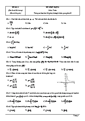 Đề thi thử Tốt nghiệp THPT môn Toán theo mức độ - Đề số 4 - Năm học 2020-2021 (Có đáp án)