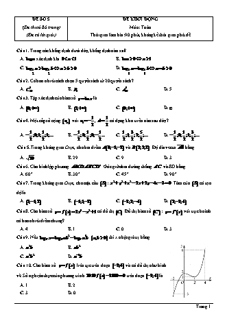 Đề thi thử Tốt nghiệp THPT môn Toán theo mức độ - Đề số 5 - Năm học 2020-2021 (Có đáp á