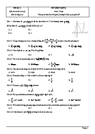 Đề thi thử Tốt nghiệp THPT môn Toán theo mức độ - Đề số 6 - Năm học 2020-2021 (Có đáp án)