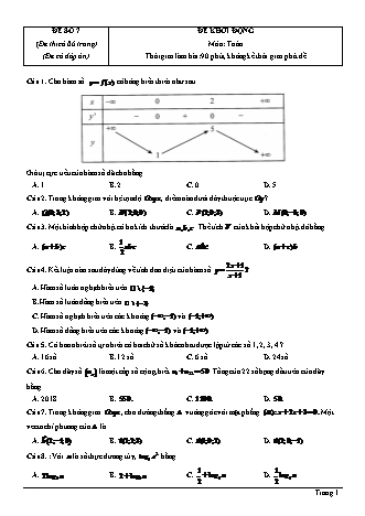 Đề thi thử Tốt nghiệp THPT môn Toán theo mức độ - Đề số 7 - Năm học 2020-2021 (Có đáp án)