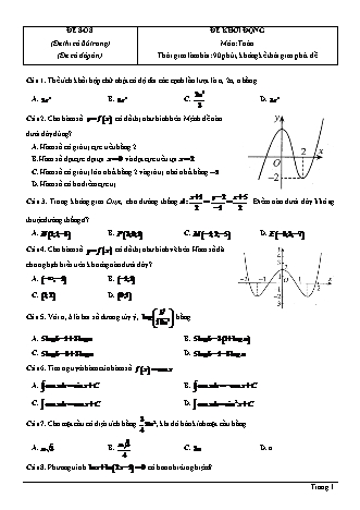 Đề thi thử Tốt nghiệp THPT môn Toán theo mức độ - Đề số 8 - Năm học 2020-2021 (Có đáp án)