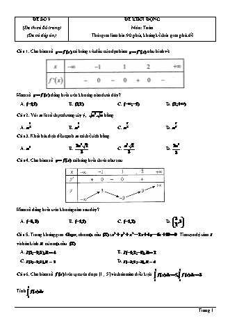 Đề thi thử Tốt nghiệp THPT môn Toán theo mức độ - Đề số 9 - Năm học 2020-2021 (Có đáp án)