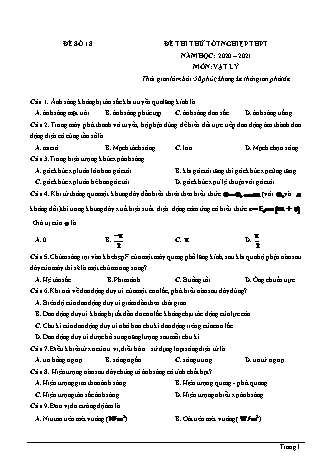 Đề thi thử Tốt nghiệp THPT môn Vật lí - Đề số 18 - Năm học 2020-2021 (Có đáp án)