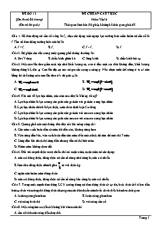 Đề thi thử Tốt nghiệp THPT môn Vật lí theo mức độ - Đề số 12 - Năm học 2020-2021 (Có đáp án)