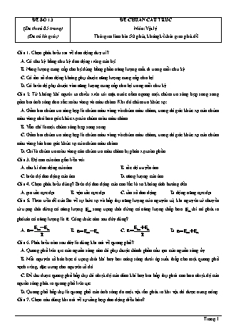 Đề thi thử Tốt nghiệp THPT môn Vật lí theo mức độ - Đề số 13 - Năm học 2020-2021 (Có đáp án)