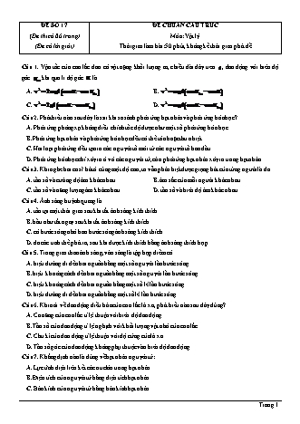 Đề thi thử Tốt nghiệp THPT môn Vật lí theo mức độ - Đề số 17 - Năm học 2020-2021 (Có đáp án)