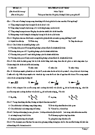 Đề thi thử Tốt nghiệp THPT môn Vật lí theo mức độ - Đề số 19 - Năm học 2020-2021 (Có đáp án)