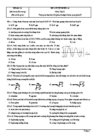 Đề thi thử Tốt nghiệp THPT môn Vật lí theo mức độ - Đề số 23 - Năm học 2020-2021 (Có đáp án)