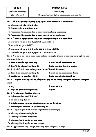 Đề thi thử Tốt nghiệp THPT môn Vật lí theo mức độ - Đề số 5 - Năm học 2020-2021 (Có đáp án)