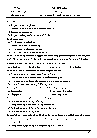 Đề thi thử Tốt nghiệp THPT môn Vật lí theo mức độ - Đề số 7 - Năm học 2020-2021 (Có đáp án)