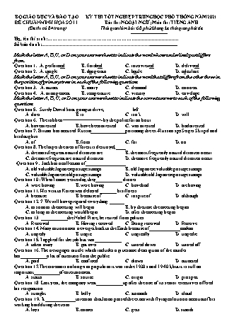 Đề thi thử Tốt nghiệp THPT Ngoại ngữ - Môn: Tiếng Anh - Đề số 11 - Năm học 2021 (Có đáp án)
