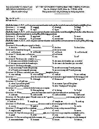 Đề thi thử Tốt nghiệp THPT Ngoại ngữ - Môn: Tiếng Anh - Đề số 13 - Năm học 2021 (Có đáp án)