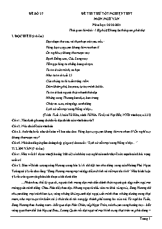 Đề thi thử Tốt nghiệp THPT Ngữ văn - Đề số 27 - Năm học 2020-2021 (Có đáp án)