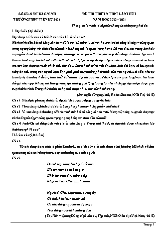 Đề thi thử Tốt nghiệp THPT Ngữ văn - Lần 1 - Năm học 2020-2021 - Trường THPT Tiên Du số 1 (Có đáp án)
