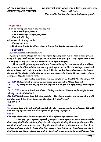 Đề thi thử Tốt nghiệp THPT Ngữ văn - Lần 1 - Năm học 2020-2021 - Trường THPT chuyên Hoàng Văn Thụ (Có đáp án)