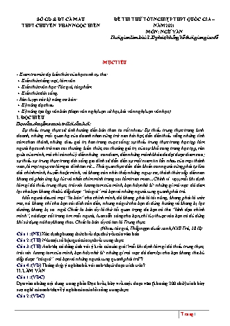 Đề thi thử Tốt nghiệp THPT Ngữ văn - Năm học 2020-2021 - Trường THPT chuyên Phan Ngọc Hiển (Có đáp án)