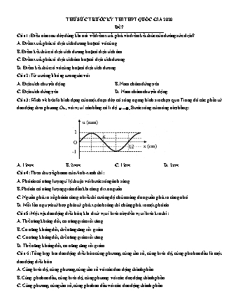 Đề thử sức trước kì thi THPT Quốc gia môn Vật lí - Đề chuẩn số 7 - Năm học 2020 (Có đáp án)