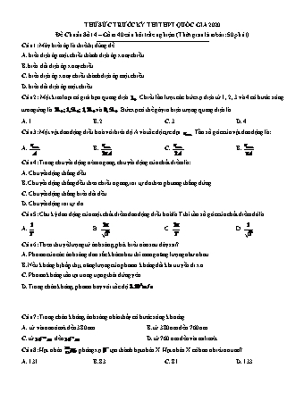 Đề thử sức trước kì thi THPT Quốc gia môn Vật lí - Đề chuẩn số 14 - Năm học 2020 (Có đáp án)