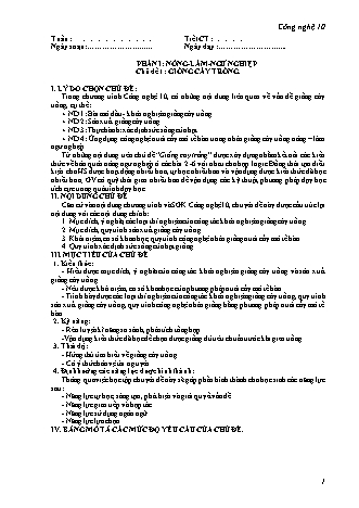 Giáo án Công nghệ Lớp 10 - Chương trình cả năm