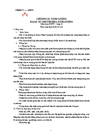Giáo án Khoa học tự nhiên Lớp 6 Sách Kết nối tri thức với cuộc sống - Phần: Vật lí - Chương 9: Năng lượng - Bài 48: Sự chuyển hóa năng lượng