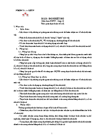 Giáo án Khoa học tự nhiên Lớp 6 Sách Kết nối tri thức với cuộc sống - Phần: Vật lí - Chương 1: Mở đầu về khoa học tự nhiên - Bài 7: Đo nhiệt độ