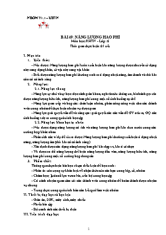 Giáo án Khoa học tự nhiên Lớp 6 Sách Kết nối tri thức với cuộc sống - Phần: Vật lí - Chương 9: Năng lượng - Bài 49: Năng lượng hao phí