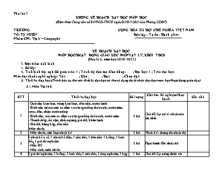 Kế hoạch dạy học Vật lí THCS theo CV03 - Năm học 2020-2021