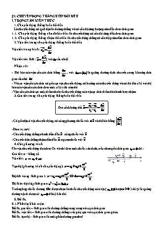 Lý thuyết và Bài tập Vật lí Lớp 10 - Chủ đề 1: Động học chất điểm - Bài 2: Chuyển động thẳng biến đổi đều