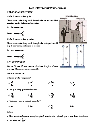 Lý thuyết và Bài tập Vật lí Lớp 10 - Chủ đề 1: Động học chất điểm - Bài 4: Ném thẳng đứng (Nâng cao)