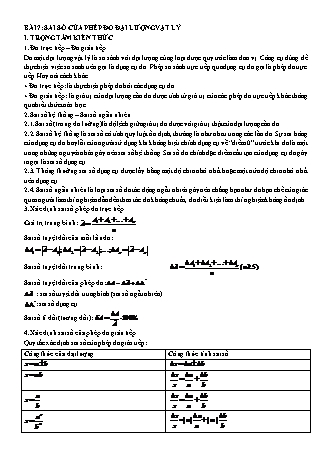 Lý thuyết và Bài tập Vật lí Lớp 10 - Chủ đề 1: Động học chất điểm - Bài 7: Sai số của phép đo đại lượng vật lý