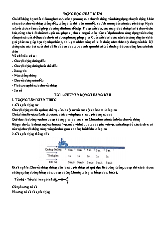 Lý thuyết và Bài tập Vật lí Lớp 10 - Chủ đề 1: Động học chất điểm - Bài 1: Chuyển động thẳng đều